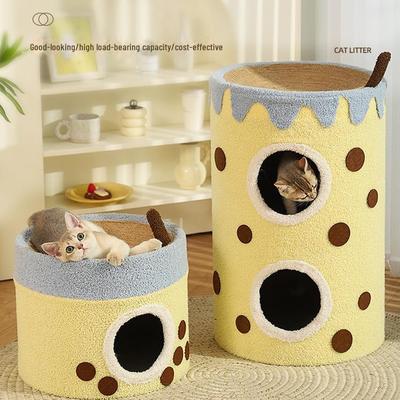 Winter Warm Cat Bed: Double-Layer, Sisal, Cozy Safe House for All Seasons