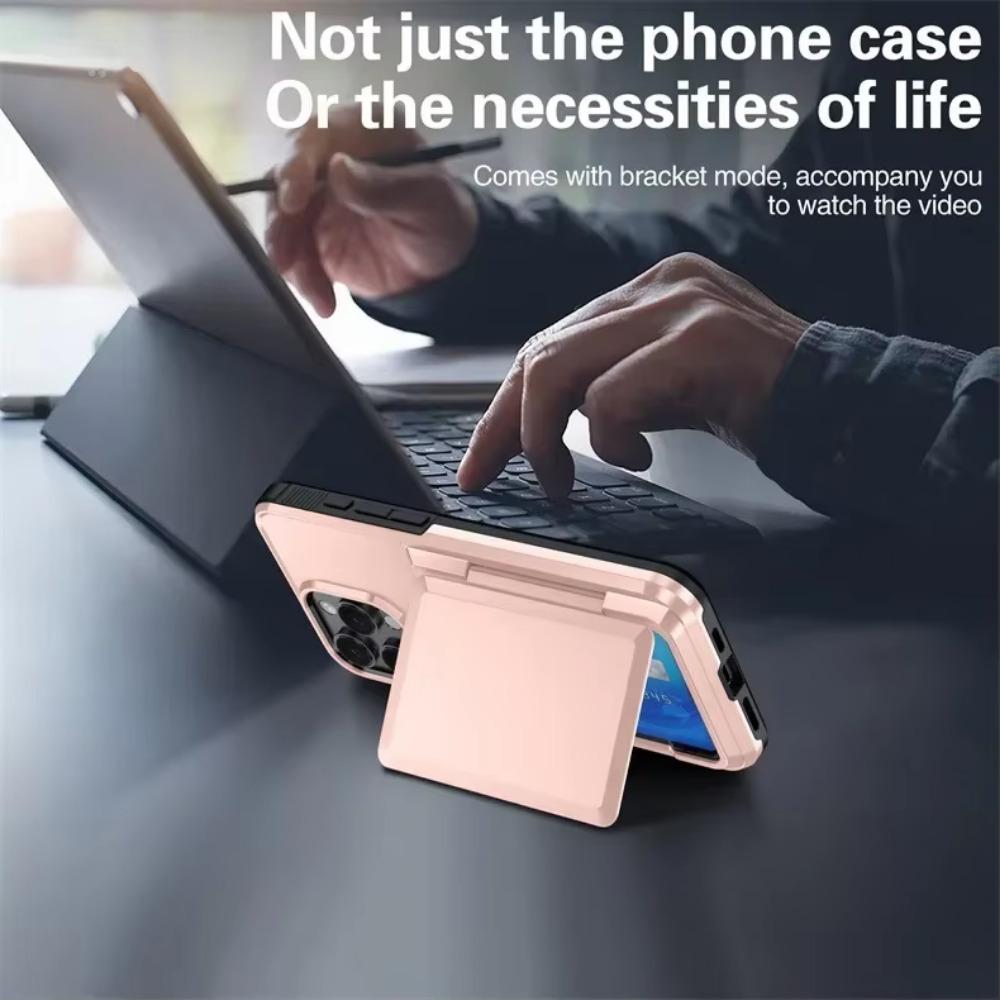 Für iPhone 16 SE 16 Pro Max 15 14 Plus 13 12 Pro Max Brieftaschenhülle mit verstecktem Kartenfachhalter Robuste schützende Handyhülle