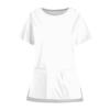 Casual Protective Top Work Uniform Open Hem Pocket Neck Round Solid Color for Women