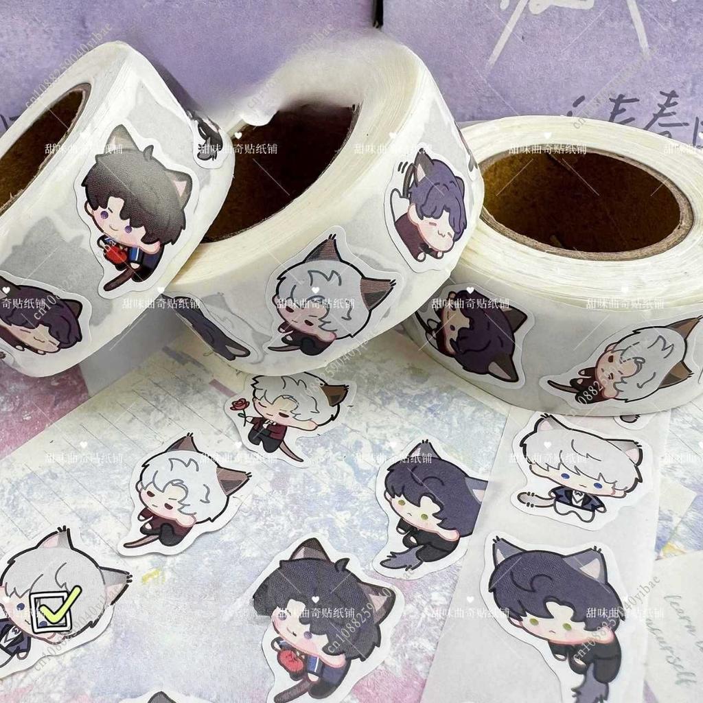 500 Stickers/Roll Love and Deepspace Cat Stickers Sylus Xavier Zayne Rafayel Caleb Kawaii Decoration Sticker Journaling Material