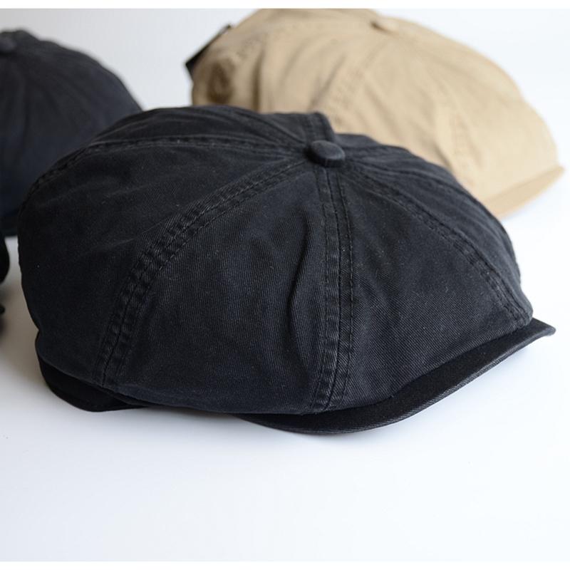 Men Big Head Newsboy Cap Peaky Hat Vintage Casual Cotton Cap Solid Berets England Visor Big Gatsby Flat Hat Detective Hats