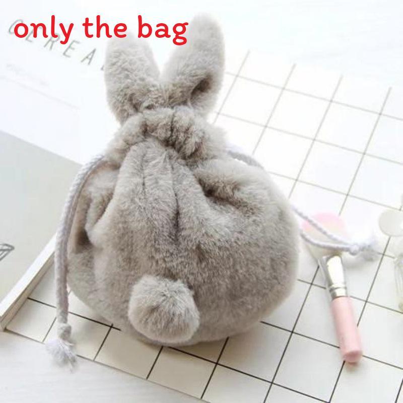 Plush Bunny Eared Drawstring Storage Bag With Multipurpose Use For Travel And Home Organization