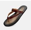 Men's Top Grain Cowhide Genuine Leather Non-Slip Summer Slippers - Trendy, Breathable, Versatile Flip Flops for the Beach