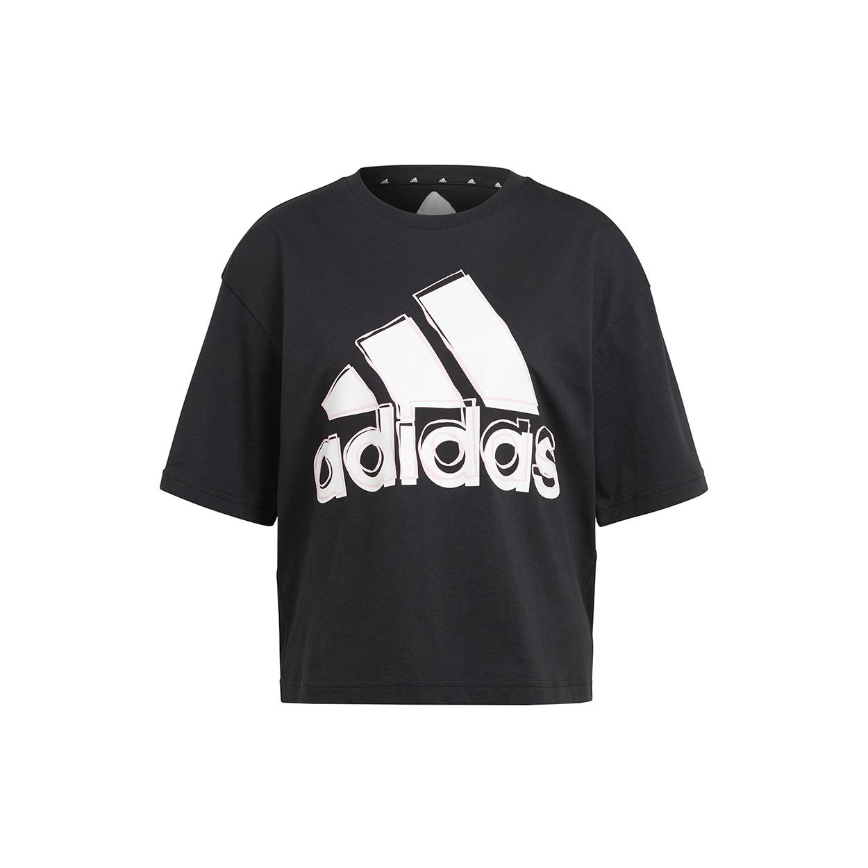 (WMNS) adidas Big Logo T Ss Contrasting Colors Logo Printing Sports Short Sleeve Black Women s HB5101 L