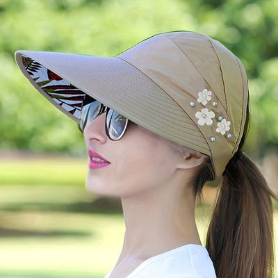 Modische Damen-Baseballkappe mit Blumenmuster und vergrößerter Krempe, bequeme, atmungsaktive Sonnenschutz-Sportkappe, faltbarer Sommer-Sonnenhut für Damen und Herren