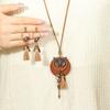 1pair Earring + 1pcs Necklace Coffee Brown Geometric Butterly Earrings Tassel Earrings Layered Pendent Necklace Gifts Versatile