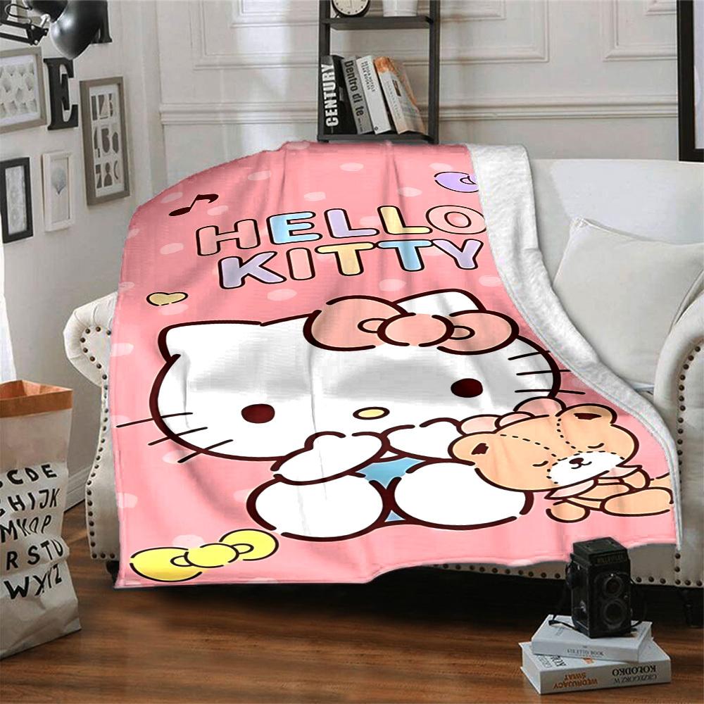 1 Stück Hello Kitty Decke Leichte Flanell-Kuscheldecke für Sofa Bett Reise Camping Wohnzimmer Büro Couch Sessel