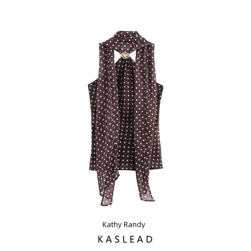 Kaslead New Women clothes Western Style Fashion Simple Polka Dot Accessories Neck Collar Top 1165174