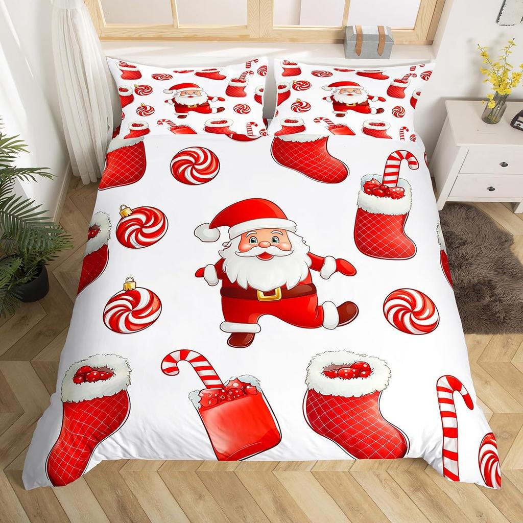 Christmas Candy Duvet Cover Set Comfortable Exquisite And Beautiful Bedding Decorations Suitable For Children Kids And Adults