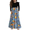 Girls' Tiered Ruffle Dress - Long Sleeve Printed Maxi With Pockets