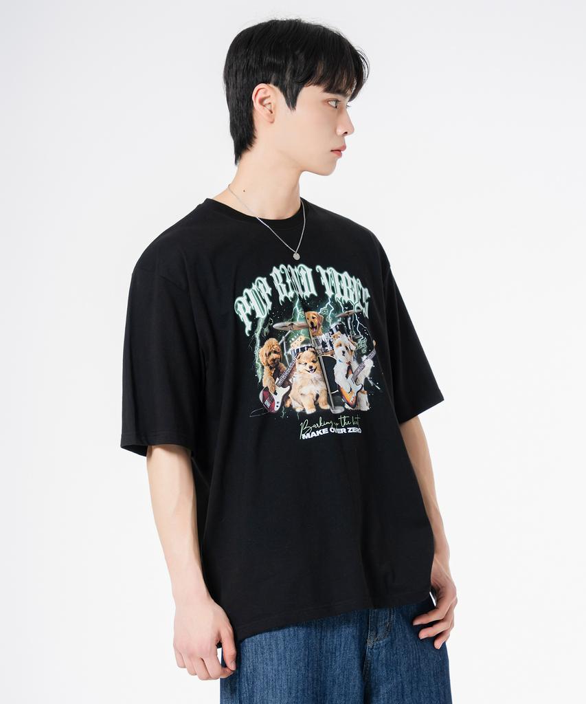 MOZMOZ Rockmongi Oversized Short Sleeve T-Shirt Black