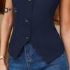 Women's Dressy Suit Vest V-Neck Button Down Blazer Waistcoat Sleeveless Crop Top Slim Fit Work Office Outfit