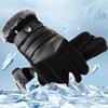 Brown Mens Leather Gloves Real Pigskin  Winter Gloves Warm Thick Driving Skiing Men's Gloves