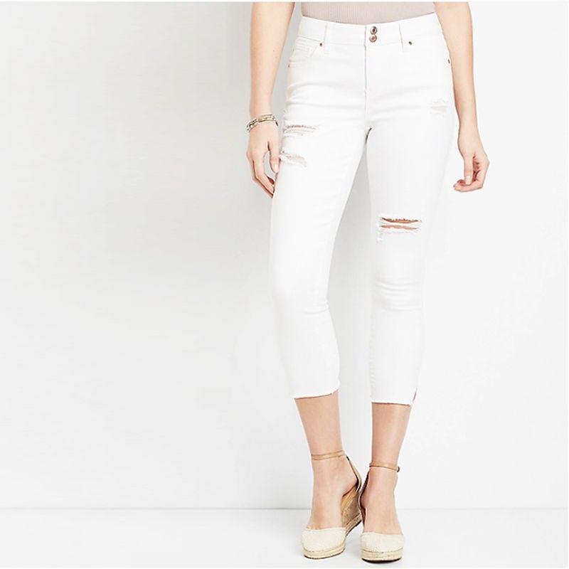 

20% off for One Piece, 50% off for Two Pieces, White Hole Plus Size Export USA Summer High Waist Skinny Jeans Cropped Slit Pencil Denim C product MAU white hole eight points 14
