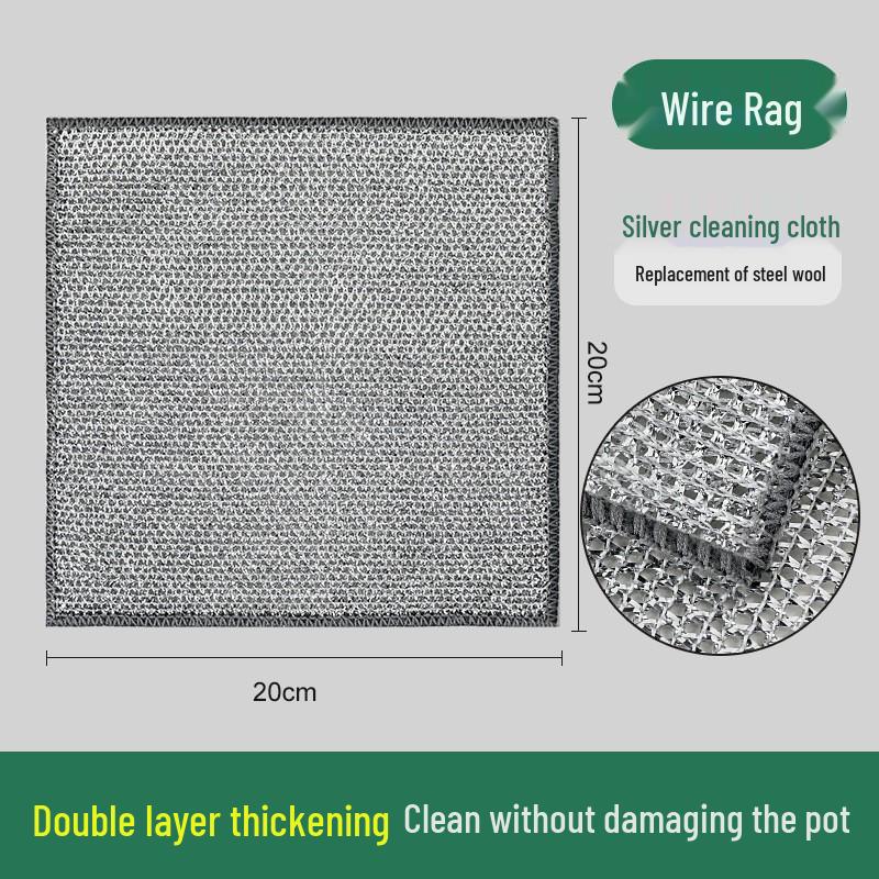 Alternative Steel Wool Double-Layer Non-Stick Dishwashing Cloth