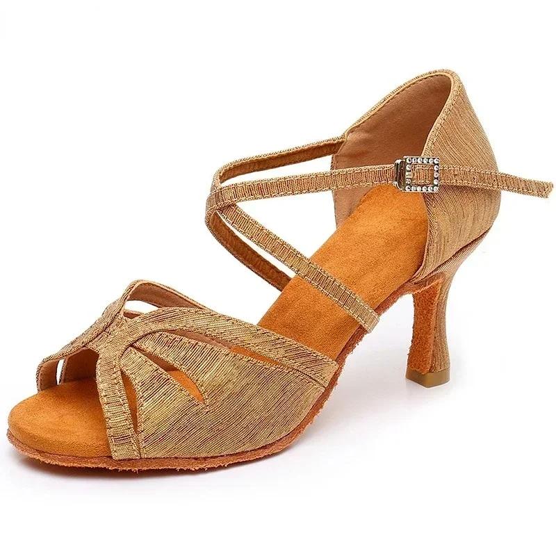 Dámské Boty pro latinskoamerický tanec Dámské Tango Taneční Boty Měkká podešev Party Salsa Taneční boty Dívčí sandály na vysokém podpatku 5,5 / 7,5 cm