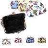 PU Leather Shell Clip Coin Purse Polyester Clip Buckle Purse Butterfly Printed Pouch  Girls