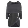 Women's Plus Size High Neck Hooded Knit Sweater with Button Detail