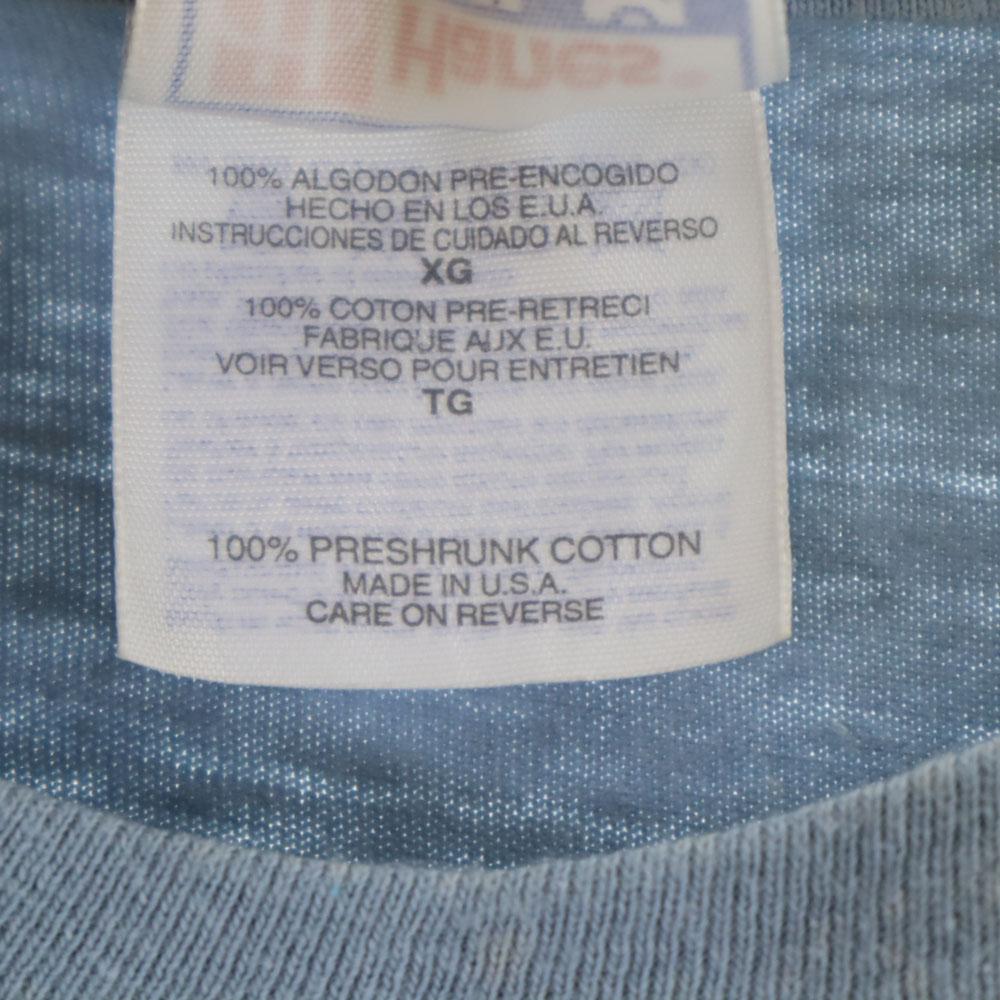 Hanes 90s Made in USA Old Print Short sleeve T-shirt XL Blue Men's Used