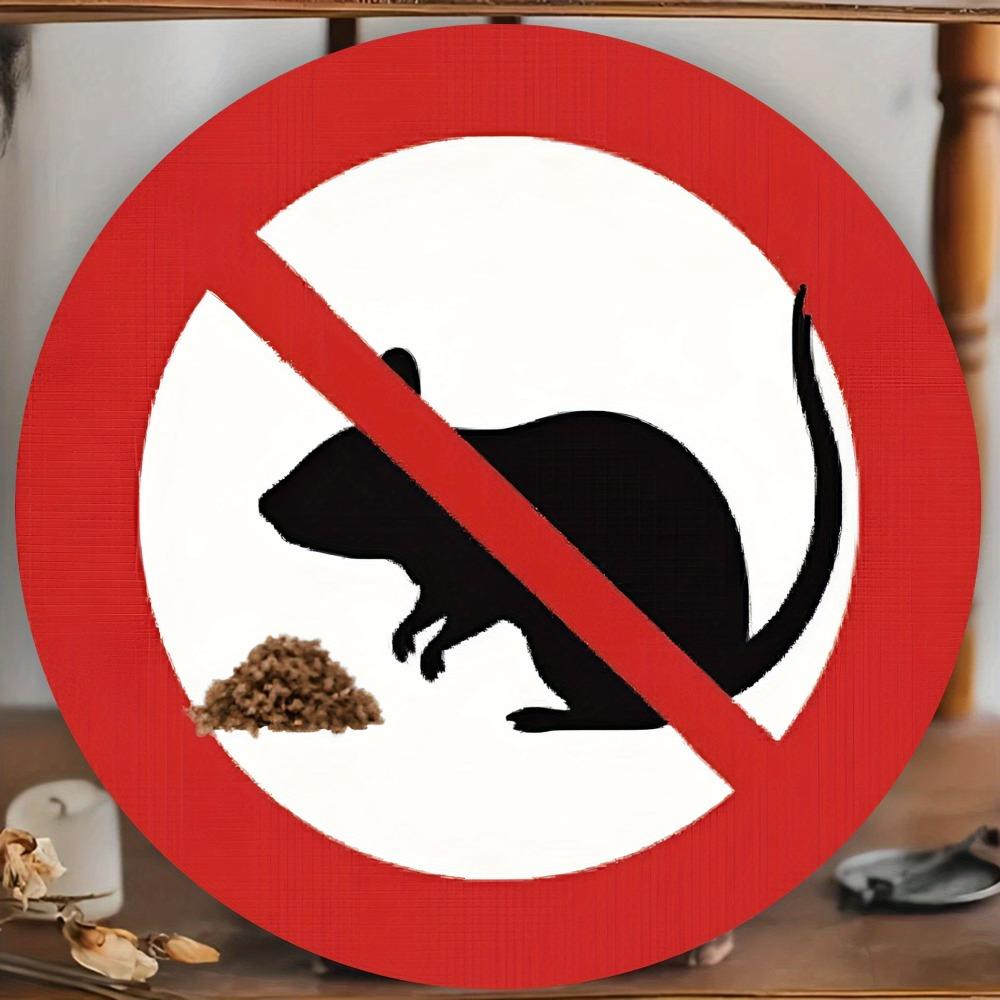 D Flat Aluminum No Rats Sign Rustproof PreDrilled Metal Circle Plaque Vintage Prohibition Wall Decor 20x20cm(8x8inch)