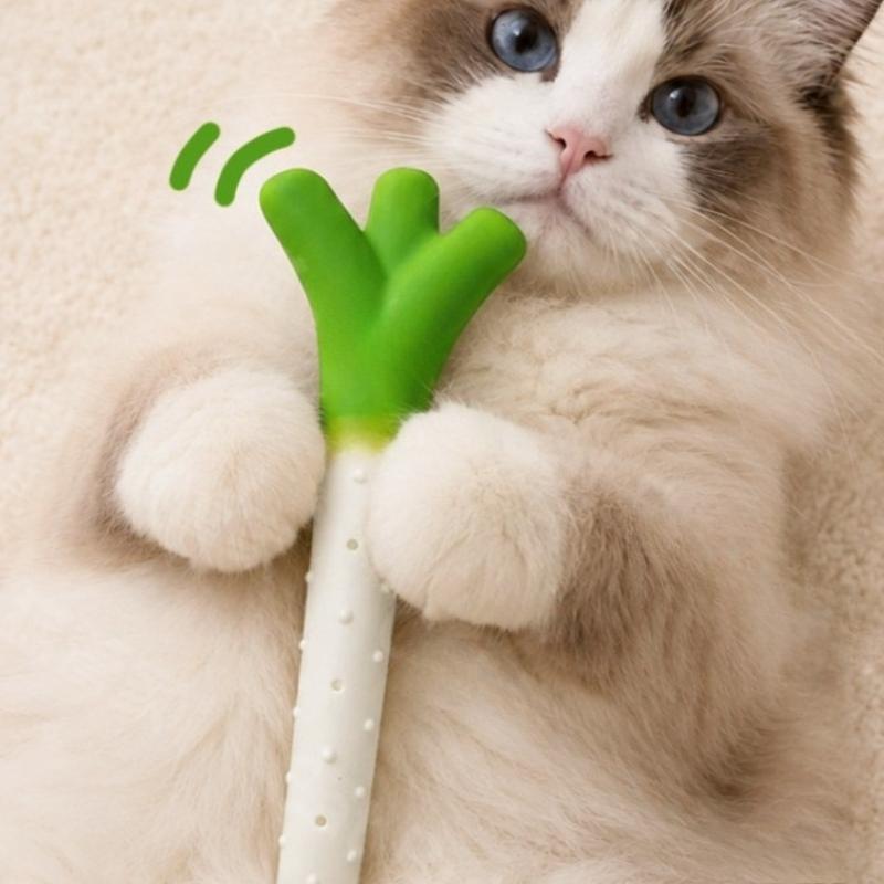 Cat Teeth Brushing Toy Teeth Cleaning Cat Stick Scallion Catnip Toys Wooden Stick Chew Resistant Cat Kitten Catnip Toy