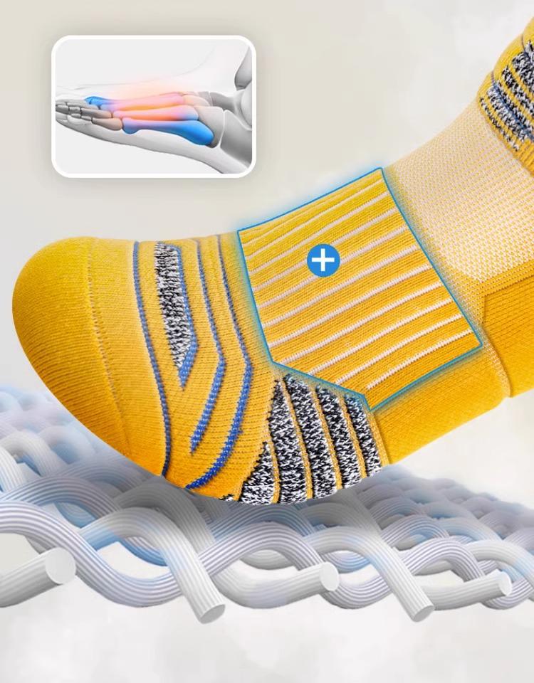 Men's Mid-Calf Sports Socks - Sweat-Absorbent, Non-Slip Towel Bottom for Basketball, Running, Badminton (Spring & Autumn)