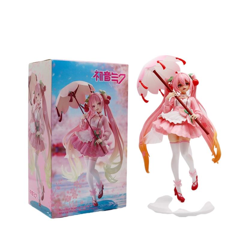 Anime Figur Hatsune Miku 21cm Sakura Miku Sakura Dress Figure Anime PVC Toys Gifts Collections Figurine