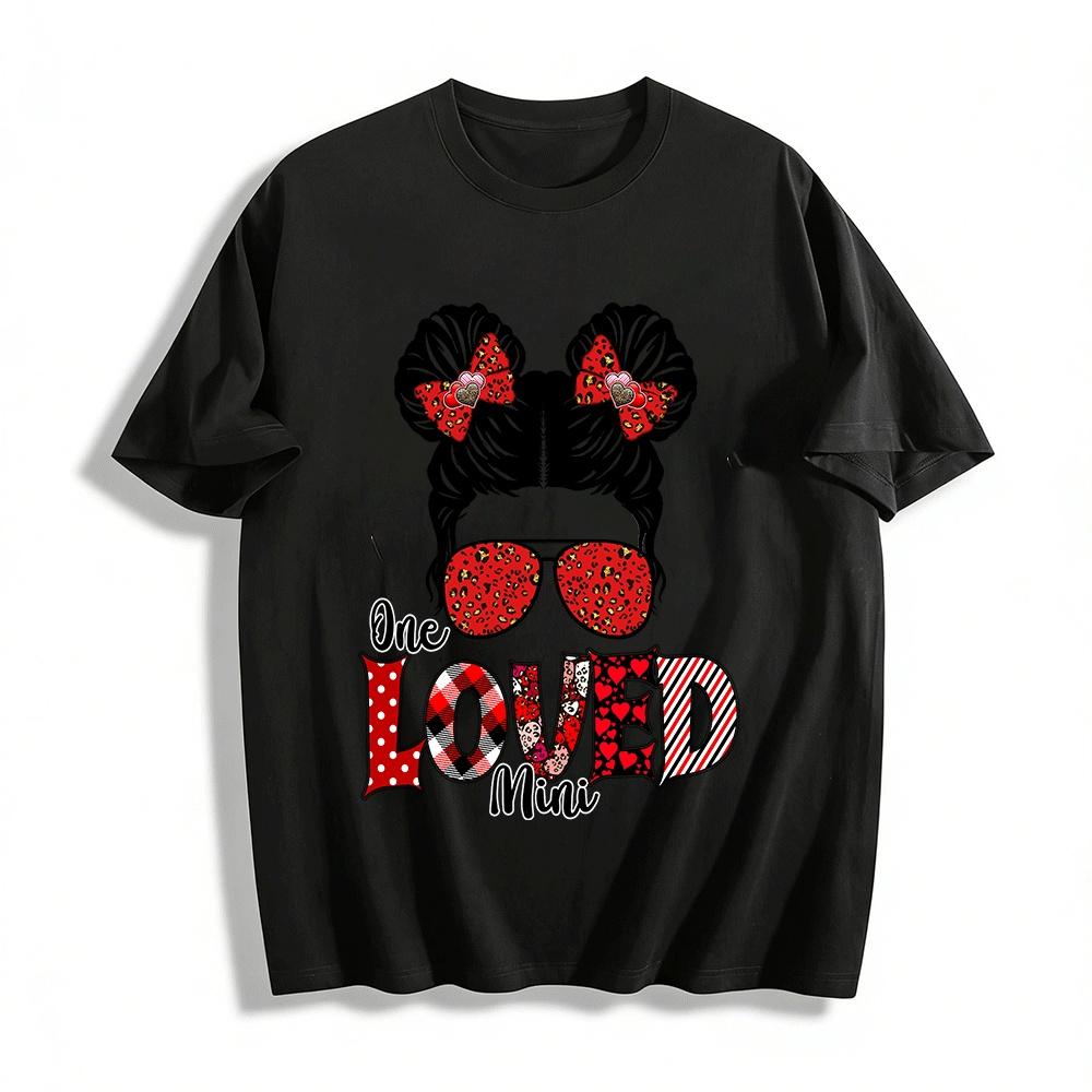 One Loved Mini Heart Leopard Print Messy Bun Top Pure cotton T-shirt XXS