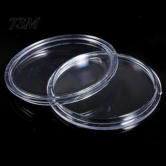 Coin Protector 10Pcs Clear Transparent Plastic Round Capsule Collecting Storage Box Case Holder