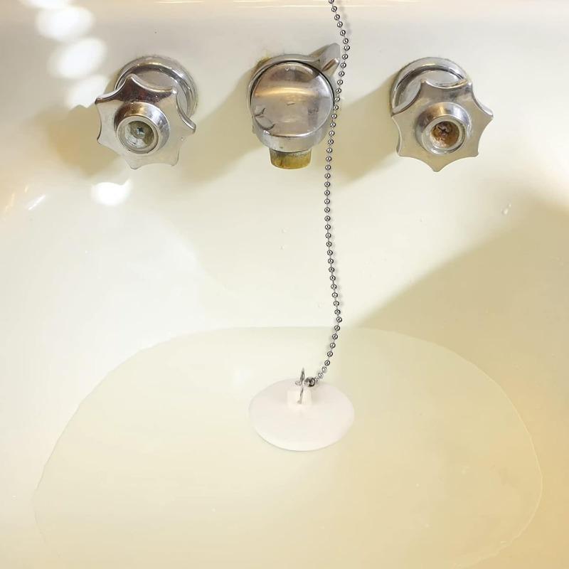 1pc Rubber Bathtub Stoppers Drain Plug with Stainless Steel Beaded Chain,Plug Fit for 1.5" To 2" Kitchen Sink, Bathroom