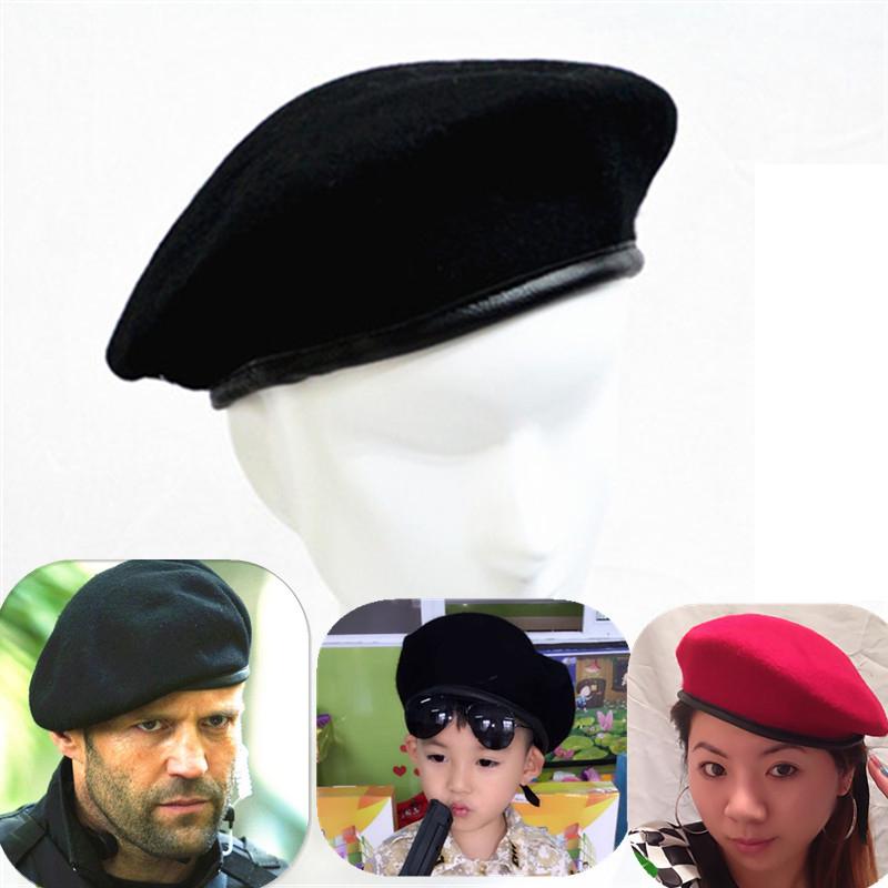 Black Beret Men Gajaous Wool Military Beret Adjustable
