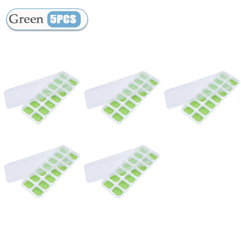 1-5PCS 6 Grid and 14 Grid Square Ice Cube Trays with Lids Silicone Soft Bottom Easy Release Mold for Homemade Ice