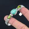 Natural Chrysocolla Gemstone Bangle Adjustable 925 Sterling Silver For Girls