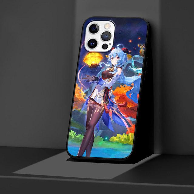 Puzdro pre Apple Iphone 11 13 12 Mini 14 Pro Max Xr 7 8 +Se 2020 Xs 6 6s Plus 5 5s Čierny silikónový kryt na telefón Genshin Impact