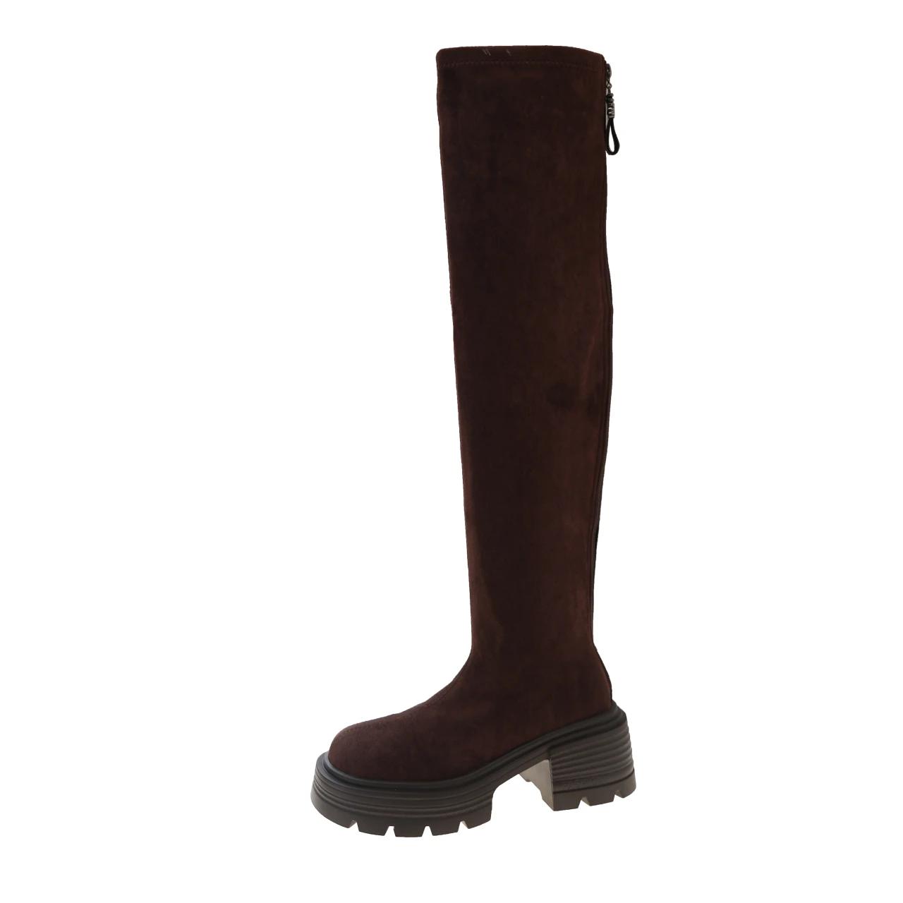 

Низкий каблук, шитье выше колена, современные сапоги на молнии с квадратным носком, женская обувь на распродаже 2024 года, фирменные лаконичные женские сапоги с квадратным каблуком 40