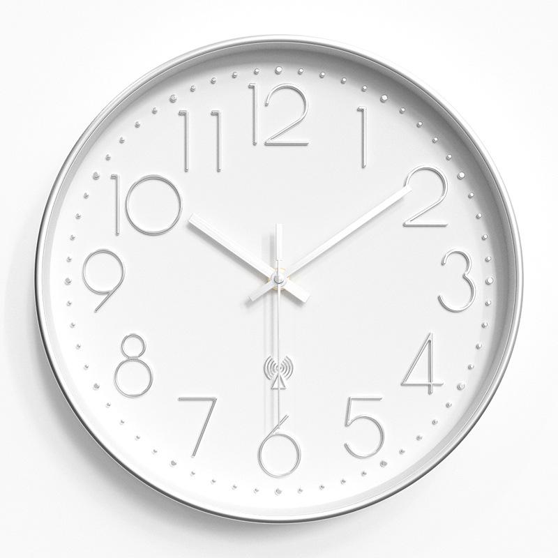 Radio Clock Home Simple Watch Wall Hanging Living Room Silent Clock Clock Automatic Time Quartz Clock 12 Inches 30CM