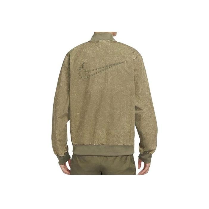 Nike Embroidered Logo Slim Fit Zip-Up Jacket With Pointed Collar Men Jackets Military-Green DQ4590-222