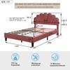 Letto Matrimoniale Imbottito 140 x 200 cm, Struttura Letto con Testiera a Forma di Fiore e Rete a Doghe, Adulto-Ragazzo, Velluto Amico della Pelle, Letto per Ospiti, Rosso Fagiolo