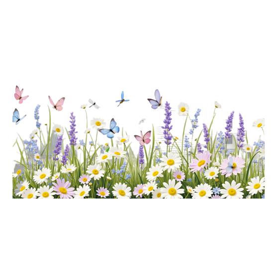 Spring Summer Flower Butterfly Window Cling Colorful Floral Window Sticker Removable Double-Sided Static Decals for Home Office Classroom Decor