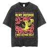 The Horrors Are Never Ending Yet I Remain Silly T-shirt Funny Japanese Style Frog Retro Washed T Shirt Men's Oversized Tees Tops