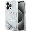Husă pentru iPhone 15 Pro Hello Kitty cu paiete lichide și pandantive Argintiu