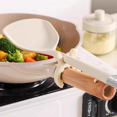 3pcs Silicone Spatula Rack Spatula Holder Deer Ear Anti Scalding Overflow Pot Clip Spoon Holder Kitchen Gadget