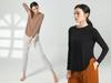 Yuoku Long Sleeve Ballet Practice Stretch Blouse with Slit and Round Perfect for Classical and Ballroom and Refreshing Solid Color Women's T-Shirt,