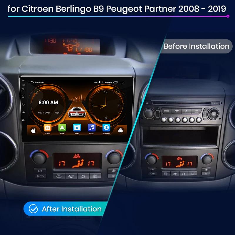 JIUYIN Car Radio For Citroen Berlingo B9 Peugeot Partner 2008 - 2019  Wireless CarPlay Android Auto Car Intelligent Systems 2din