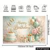 2D FLAT Mint Green Gold Happy Birthday Background Cloth for Party