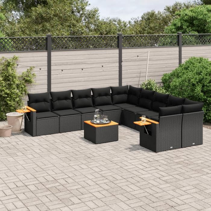 VidaXL Garden Lounge Set with Cushions 11 Pcs, Patio Sofas, Patio Furniture Set, Outdoor Furniture, Black 3259598
