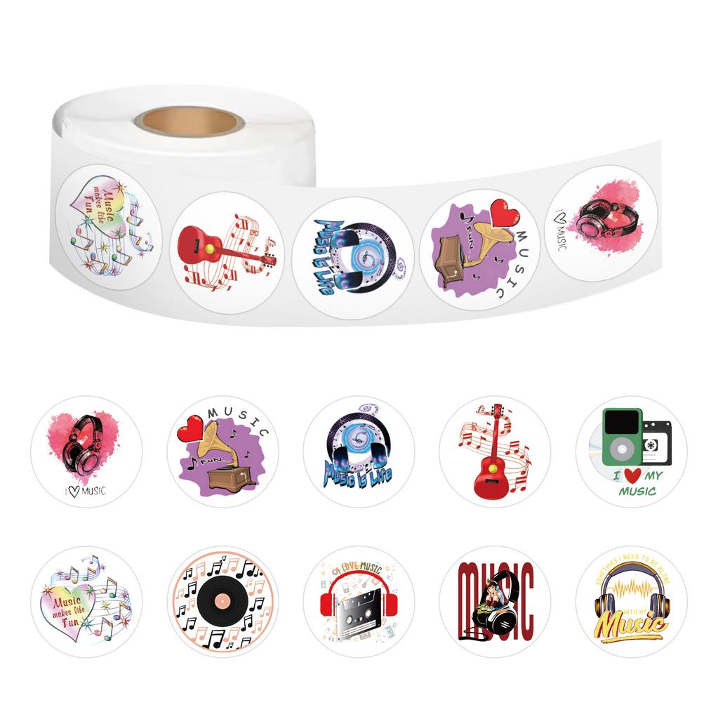 500 Stickers/roll Cartoon Music Creative Tape DIY Decorative Material Guitar Hand Tent Tape Sticker