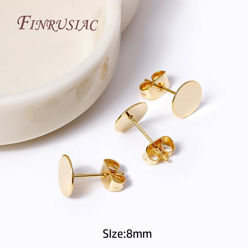 

Ear Post with 8/10/12MM Pad 18K Gold-Plated Brass Metal Blank Post Earring Studs Base Pins DIY Earring Jewelry Making Findings 6 Pieces
