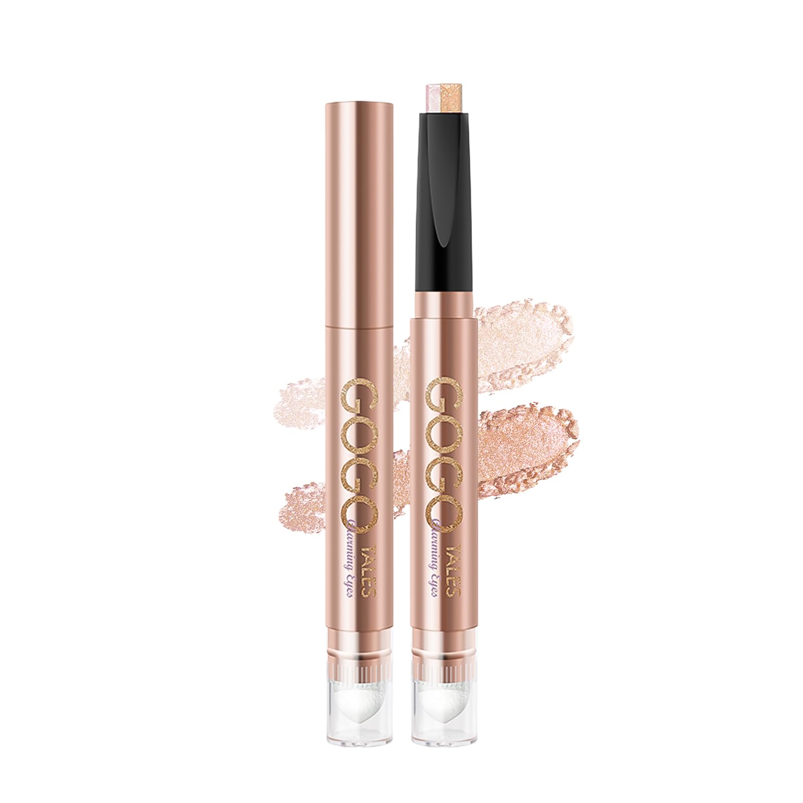 

Lynlyulinger Eyeshadow Stick - Double-ended, 2-color gradient, high adhesion, highlighter, shimmer, waterproof, sweat and oil resistant, under-eye