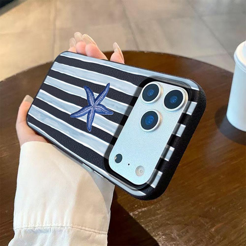 Striped Jellyfish Pattern Lychee Texture Phone Case For iPhone 17 Pro Max 16 15 14 13 12 11 Pro 14 15 Plus 17 Air Soft Cover